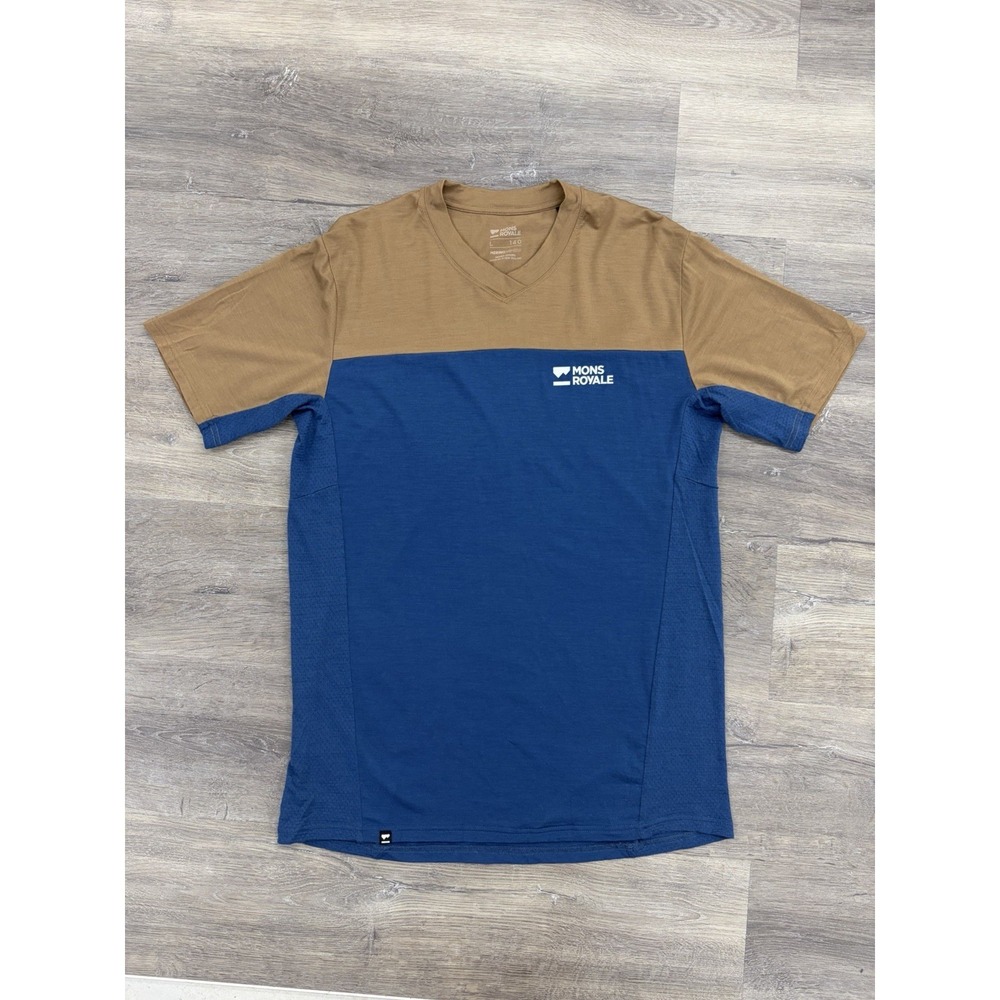 Mons Royale Redwood Enduro VT Men's Merino Wool Shirt Toffee/Denim Air-Con